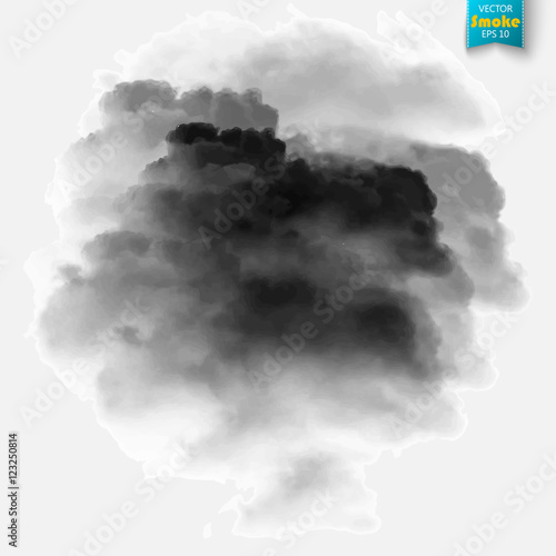 Black fog or smoke isolated transparent special effect. Black vector cloudiness, mist or smog background. Vector illustration