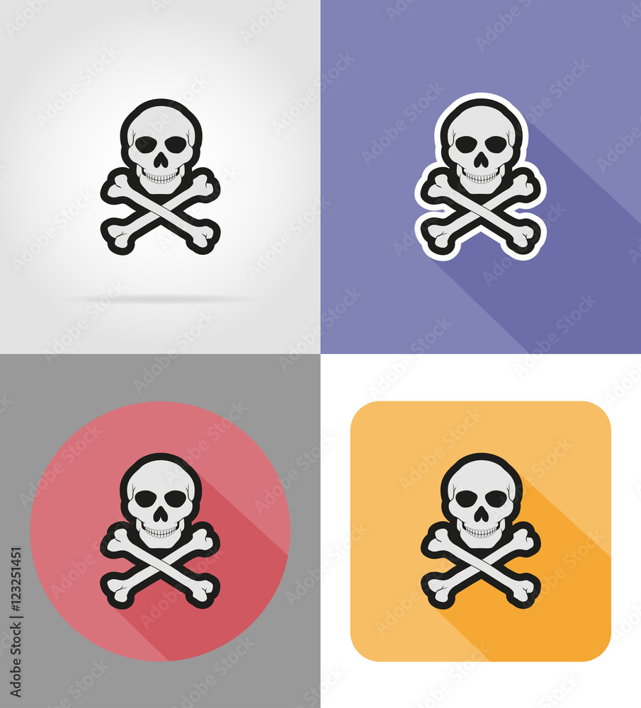 skull and crossbones flat icons vector illustration skull and crossbones flat icons vector illustration