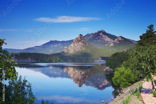 Picturesque landscape of mountain lake