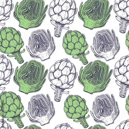 Seamless pattern with artichokes
