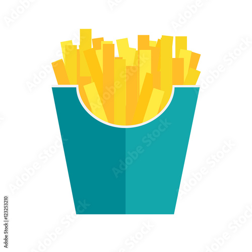 Fast Food Fried French Gold Fries Potatoes in Paper Wrapper Isol