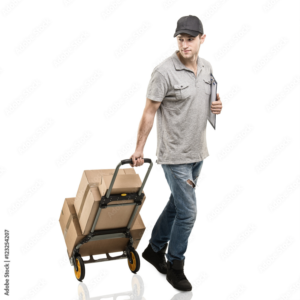Courier hand truck boxes and packages Courier hand truck boxes and packages