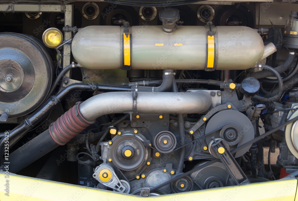 Car Engine - Modern powerful car engine, bus car Engine