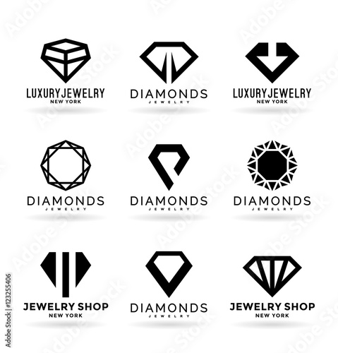 Set of diamonds symbols and logo design elements (16)