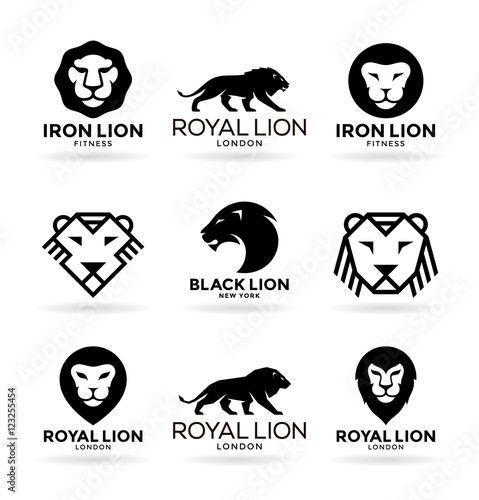 Set of various lion symbols and logo design elements (1)
