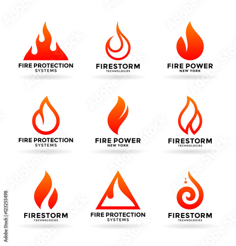 Collection of various fire symbols and logo design elements (3)