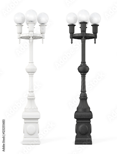 Street lampost isolated on white background. 3d rendering