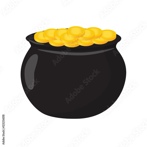 black cauldron full of gold vector illustration