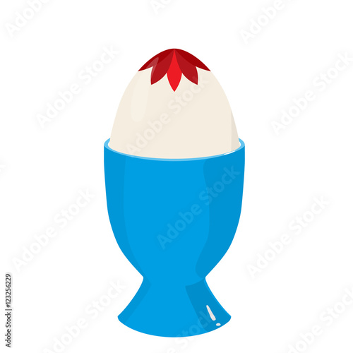  isolated blue egg cup with red easter egg vector illustration