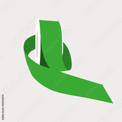 green wrapping ribbon tape vector illustration