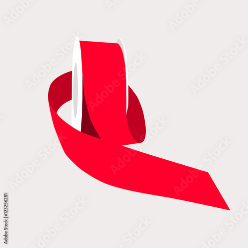 red wrapping ribbon tape vector illustration