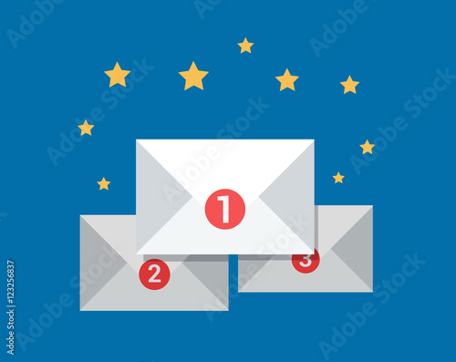 Flat letter counter notification vector Emailing communication