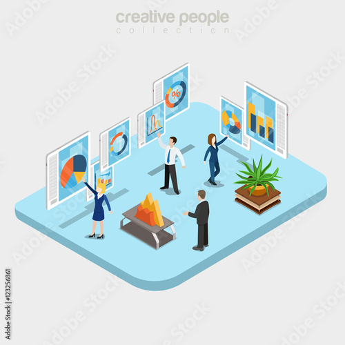 Flat isometric analytic department business vector 3d Data