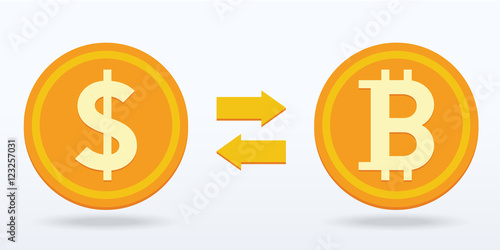 Bitcoin exchange flat design,Digital or virtual coin,vector illustration eps10