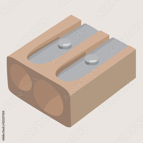 double brown wooden pencil sharpener vector illustration