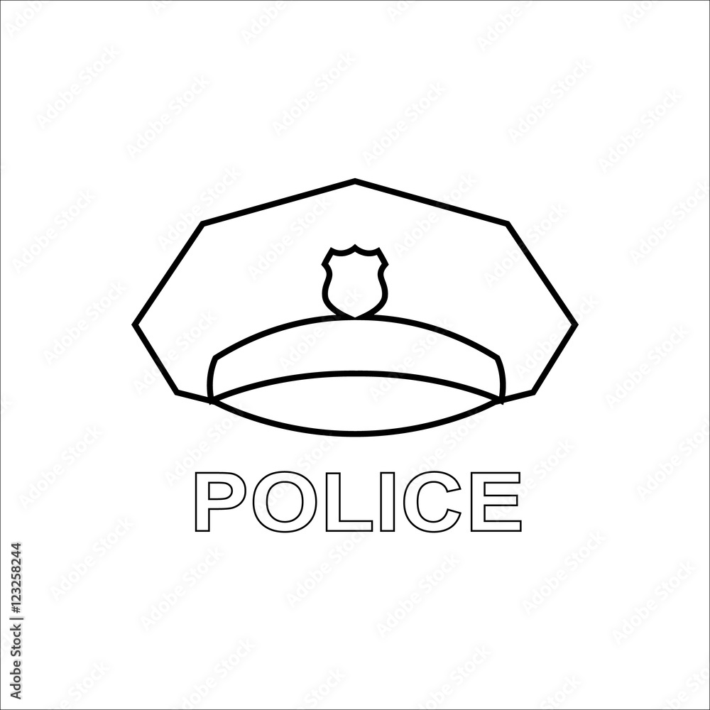 Police cap outline icon. Serviceman’s hat symbol. Linear vecto