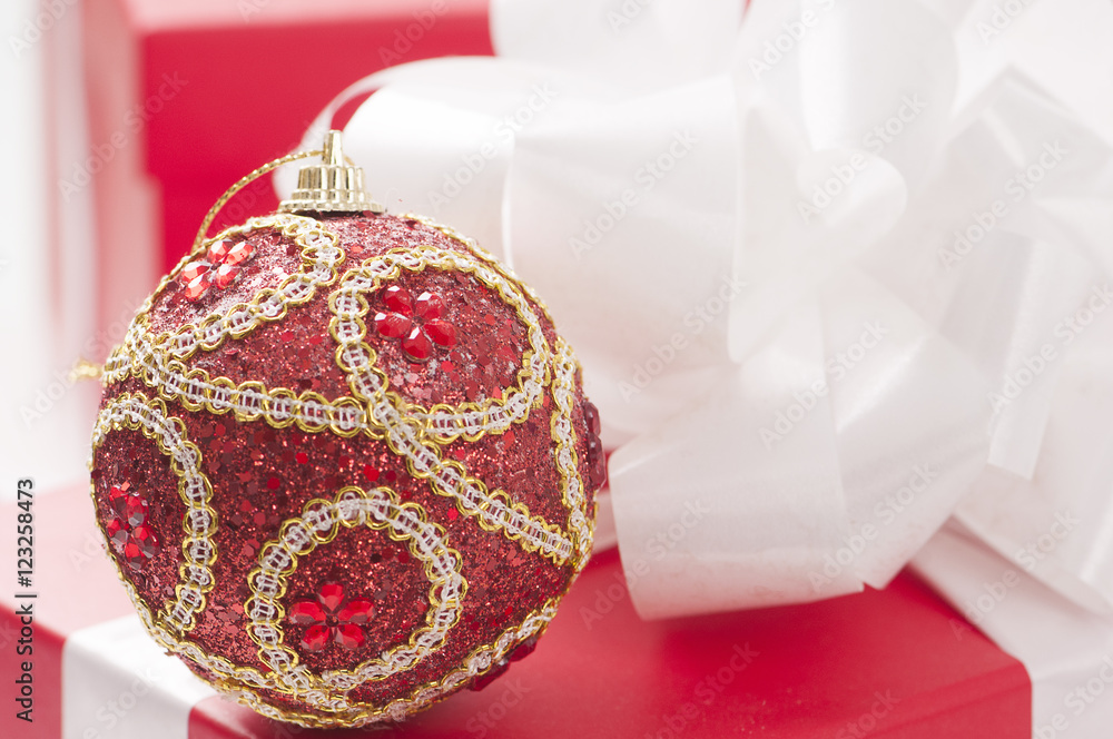 Christmas decorations, ribbon and gift Christmas decorations, ribbon and gift