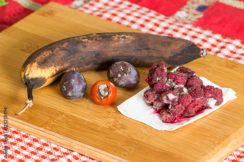 Canvas Print Not fresh fruits and vegetables.