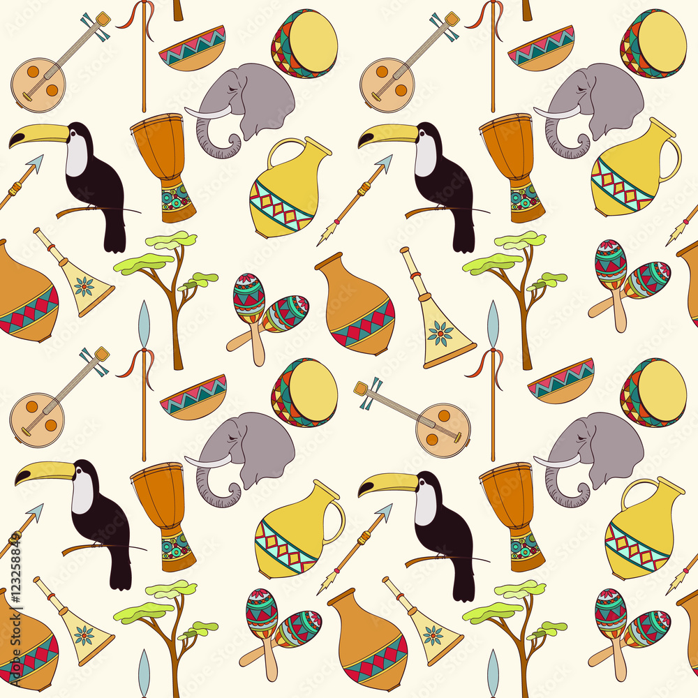 Hand-drawn seamless african pattern