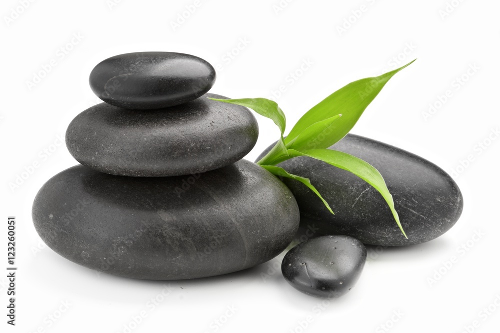 stones and bamboo on the white background stones and bamboo on the white background