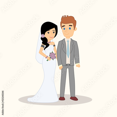 Wedding couple people characters isolated vector. Bride and groom vector illustration for invitation, greeting card design, t-shirt print, inspiration poster.
