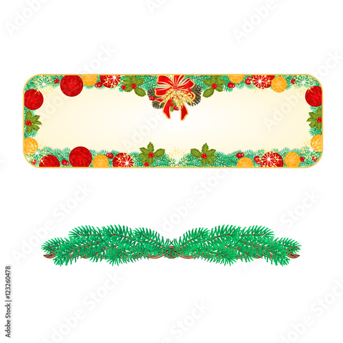 Banner Christmas Spruce and bow with pinecones vector illustration © zdenat5