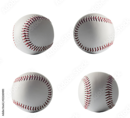 Isolated base ball set on white background close up