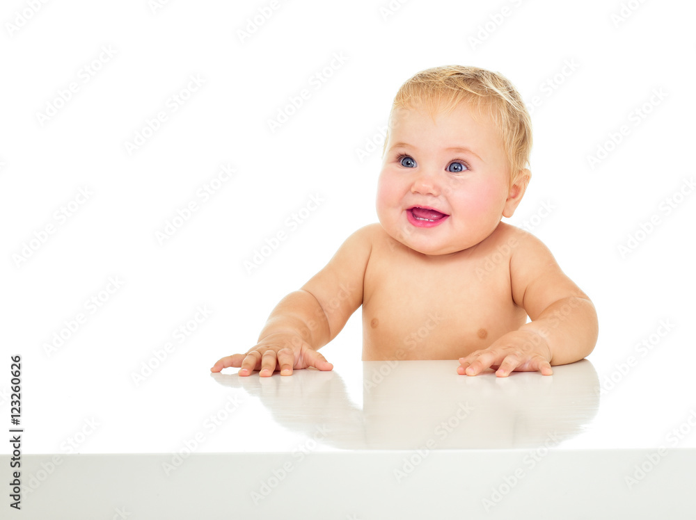 Beautiful smiling baby One, isolated on white. Beautiful smiling baby One, isolated on white.