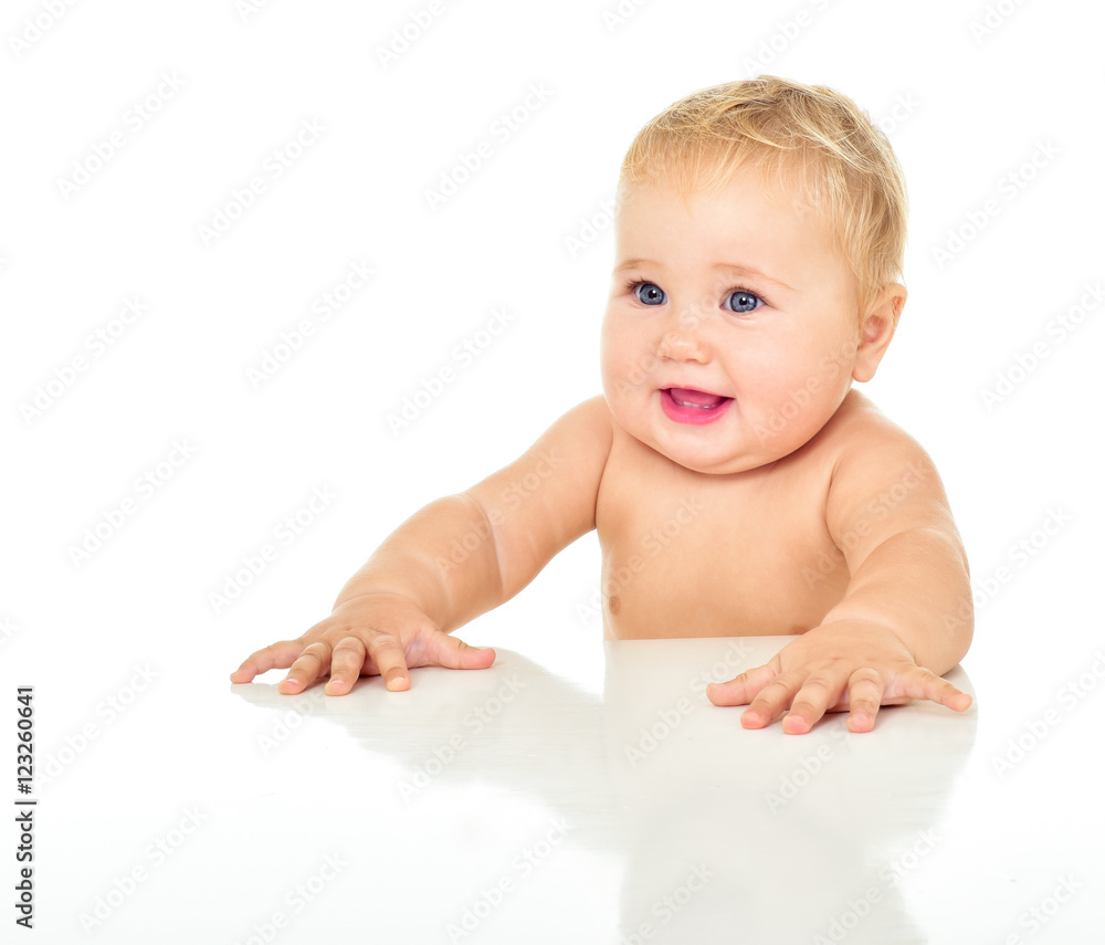 Beautiful smiling baby One, isolated on white. Beautiful smiling baby One, isolated on white.
