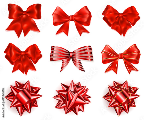 Set of big red bows