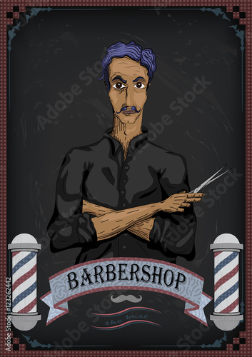 Man male human hairdresser barber, coiffeur, haircutter in black