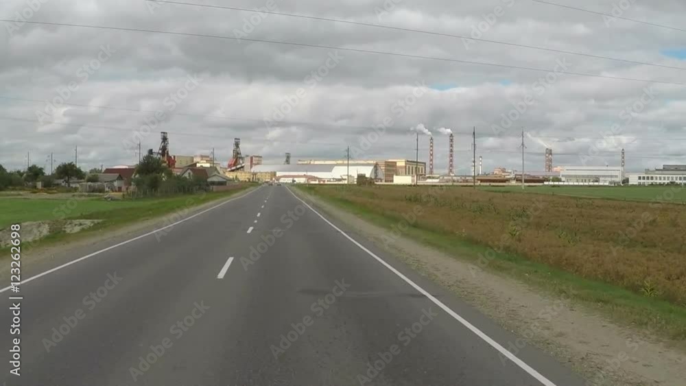 Road to Industrial City With Chimney Smoke Road to Industrial City With Chimney Smoke