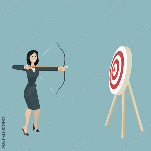 Businesswoman hold a bold a ready to fire on a goal
