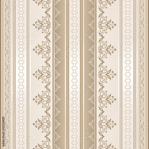 Vector line art seamless border for design template.