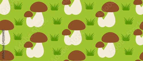 Forest mushroom seamless pattern