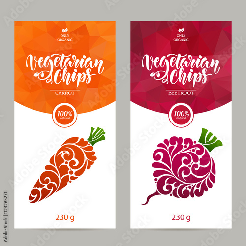 Vector set of templates packaging vegetarian food