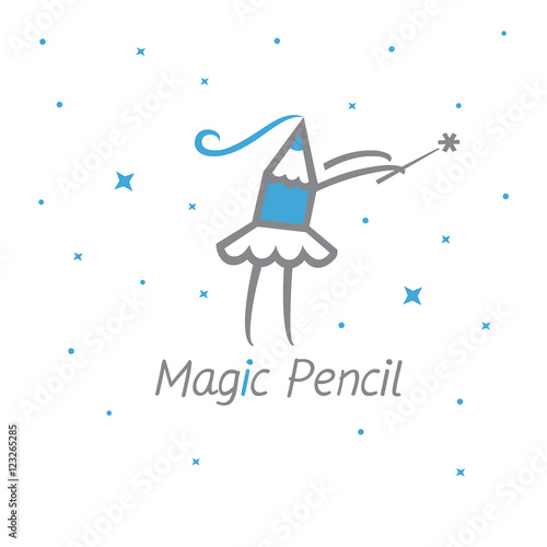 Creative design. Magic Pencil. Vector image of a fairy in the form of a pencil.