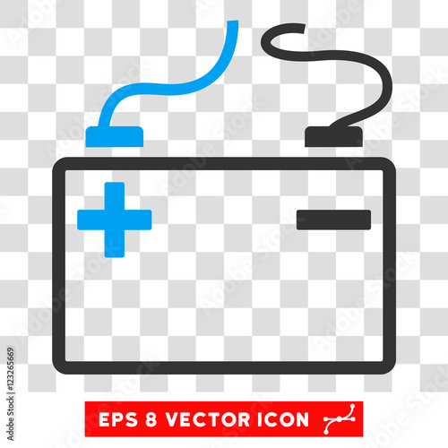 Vector Accumulator EPS vector pictogram. Illustration style is flat iconic bicolor blue and gray symbol on a transparent background.