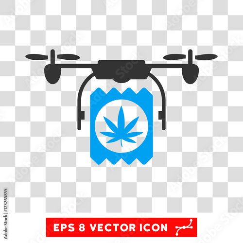 Vector Drone Drugs Delivery EPS vector icon. Illustration style is flat iconic bicolor blue and gray symbol on a transparent background.