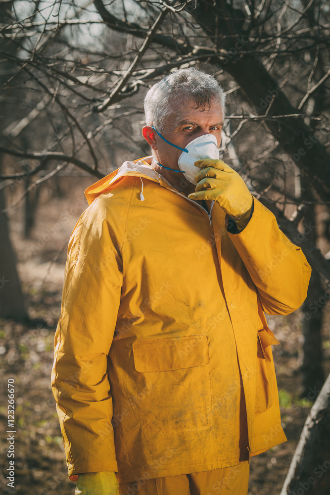 Obraz premium Spraying In The Orchard