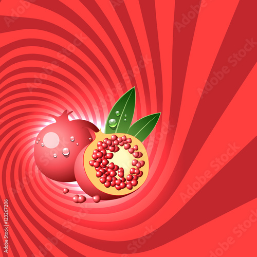 Striped spiral pomegranate confectioners background.