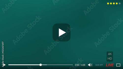 Video Player Window with Menu and Buttons Panel Vector