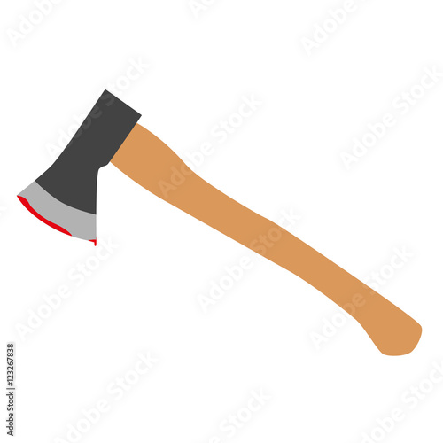 Axe wooden brown steel bloody vector illustration