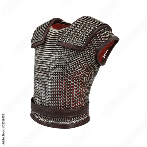 3d illustration of chain mail armor isolated on white background photo