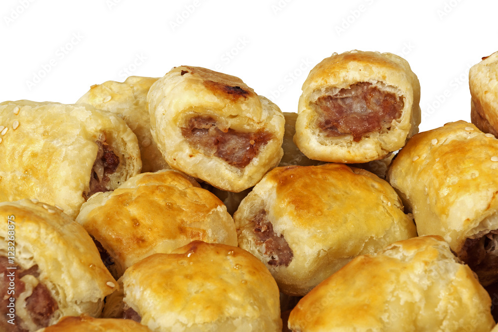 Close up Freshly Baked Homemade Sausage Rolls Close up Freshly Baked Homemade Sausage Rolls