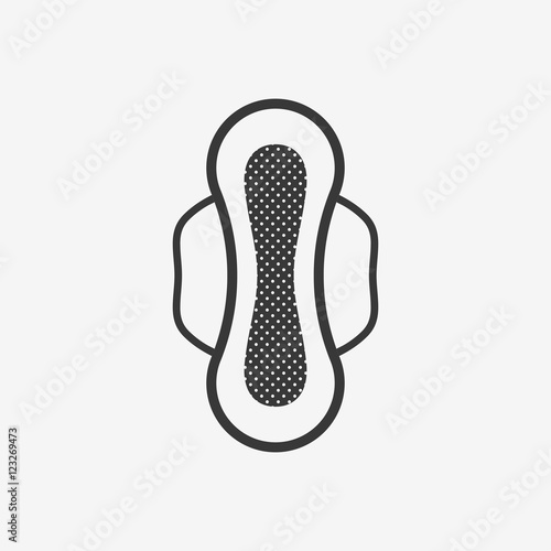 Women hygiene pad vector icon isolated on grey background. Hygiene pad type, feminine hygiene product. Means personal sanitary napkin hygiene design element in flat style.