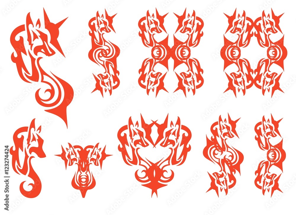 Flaming fox symbols with a crown Flaming fox symbols with a crown