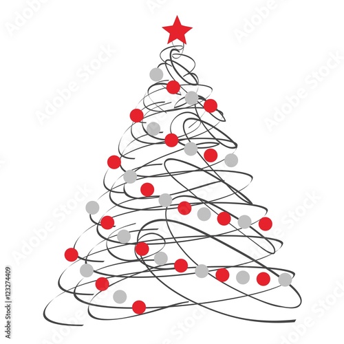 Weihnachtsbaum mit Kugeln und Stern