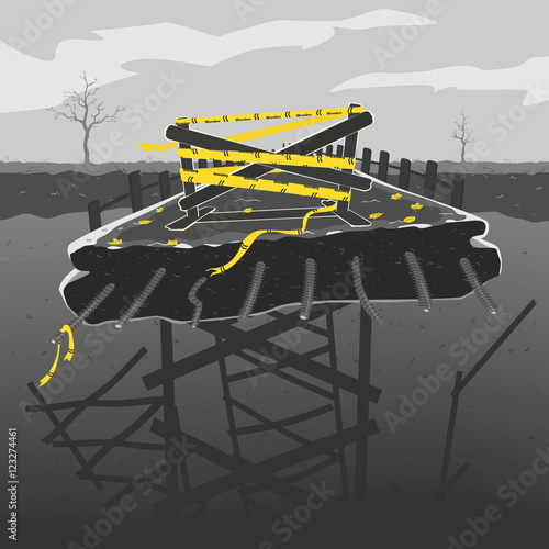 Broken Bridge Vector illustration