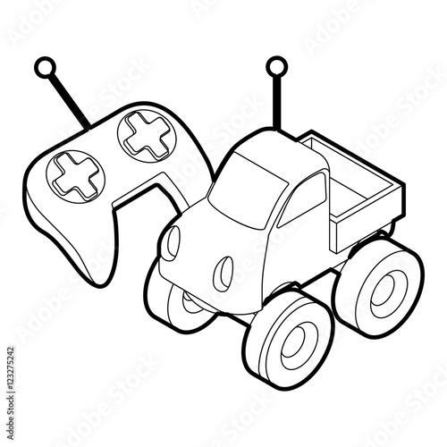 Control remote car toy. Outline illustration of control remote car toy vector icon for web